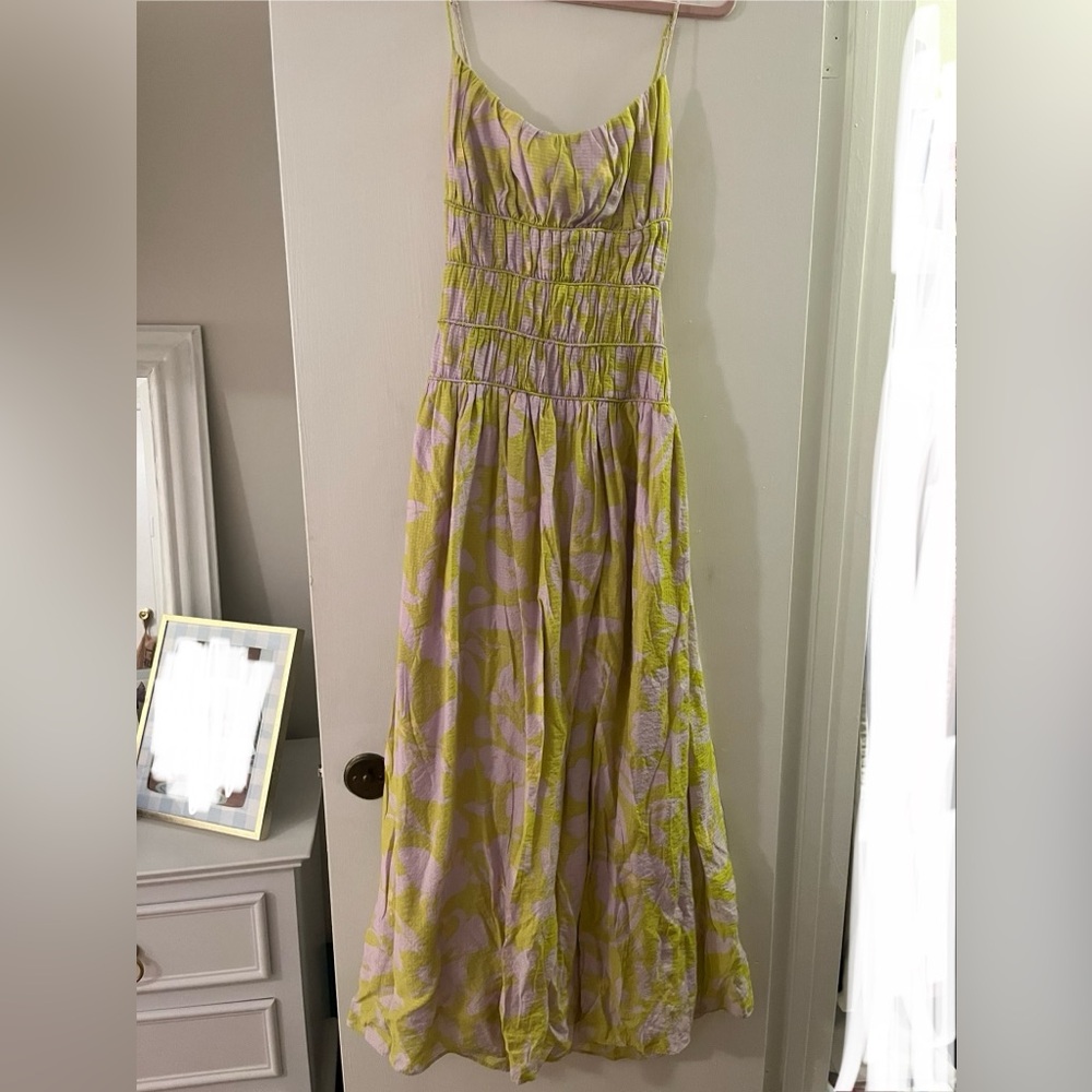 Astr Lime Green & Lilac Floral Maxi Dress